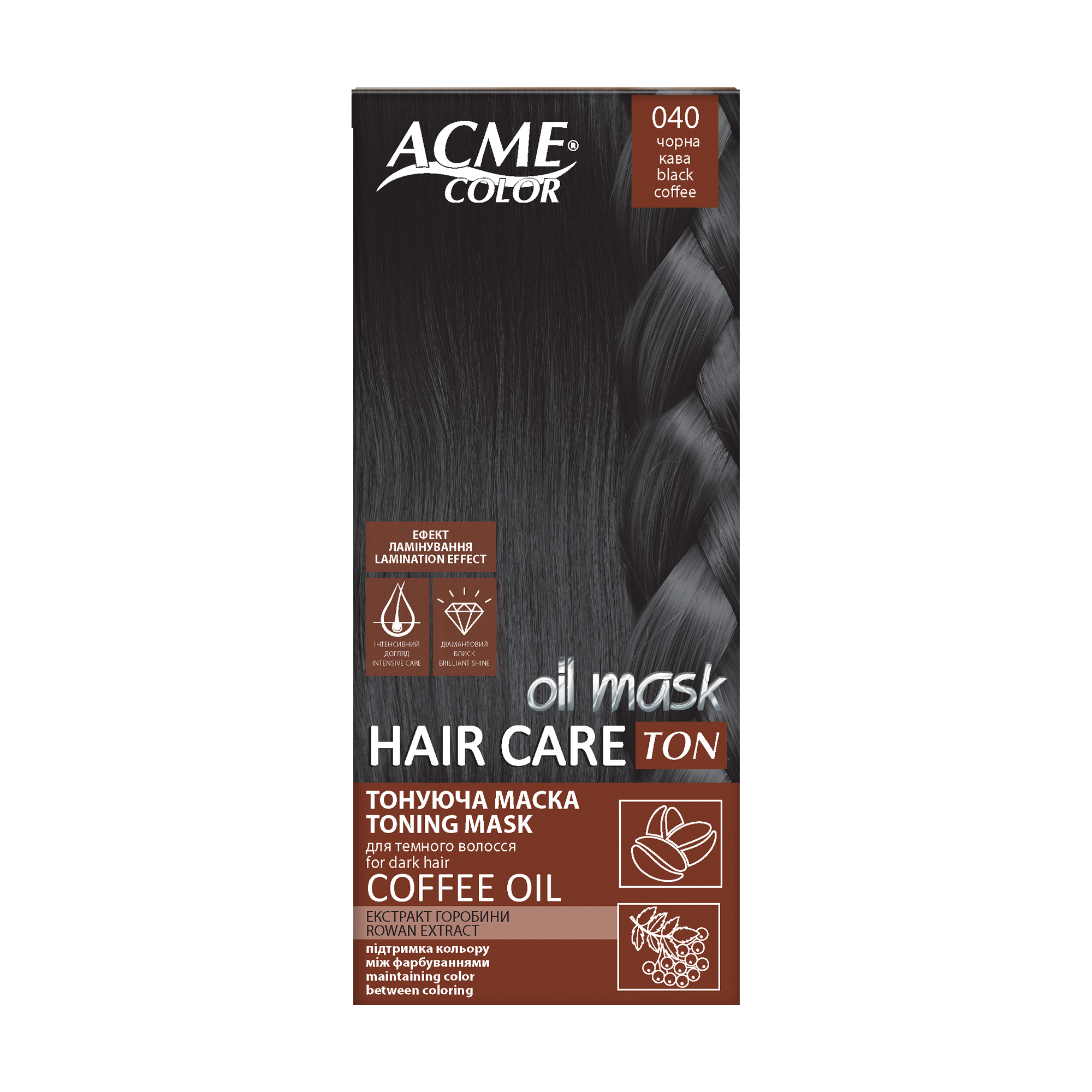 Тонувальна маска для волосся Acme Color Hair Care Ton Oil Mask, 040 Чорна кава, 30 мл